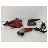 Tool Shop Angle Grinder, Skil Belt Sander, and Black & Decker Sander