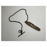 Vintage German Pocket Knife with Deer Scene on Chain
