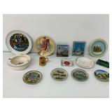 Souvenir Plates, Ashtrays, and Collectible Baby Dish Lot
