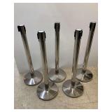 Lot of 5 Retractable Belt Barrier Posts - Crowd Control