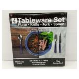 New 4-Piece Tableware Set - Plate, Knife, Fork, Spoon