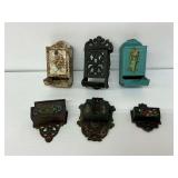 Six Vintage Cast Iron and Metal Match Holders