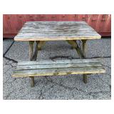Wooden Picnic Table with Attached Benches