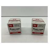 New - Two Boxes of Winchester 9mm Luger FMJ Ammunition - 100 total Rounds