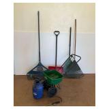Lawn Care Tool Bundle: Rakes, Shovel, Spreader, and Sprayer
