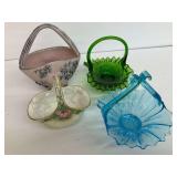 Assorted Decorative Baskets - Hand Painted and Glass