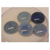 Five Opal Triplet Cabochons - 8mm Round -6.60 carats