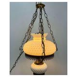 Vintage Style Hanging Lamp with Hobnail Milk Glass Shade