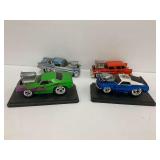 Four Die-Cast Cartoon Hot Rod Cars
