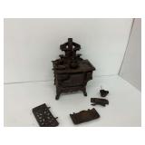 Vintage Miniature Cast Iron Crescent Stove and Accessories
