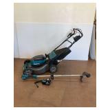 Makita Cordless Lawn Mower and String Trimmer Combo with Batteries and Charger... both work
