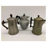 Three Metal Coffee Pots