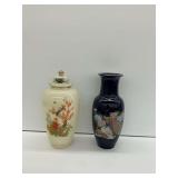 Pair of Japanese Vases with Bird and Floral Designs