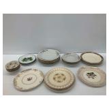 Collectible Decorative Plates with Floral Motifs and Gold Accents - Assorted Makers