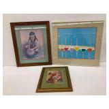 Framed Artwork Assortment - Sailboats, Native American Child, Floral Still Life