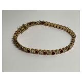 Sterling Silver Bracelet with Red and Clear Stones