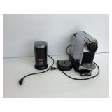 Nespresso C112 Coffee Maker with Bodum Milk Frother... both power on