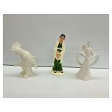 Assorted Ceramic Figurines: Parrot, Kim Lawrence Angel, and Asian Lady