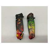 Two 440 Stainless Steel Pocket Knives with Novelty Handles