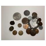 Foreign and US Coin Lot Including Coin Jewelry