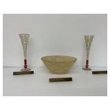 Glass Bowl, Champagne Flutes and Decorative Hardware Set