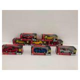 Eight NewRay 1/32 Scale Diecast Cars - Jeepster, Mustang Cobra R, Shelby, Mini Cooper and More