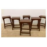 Set of Six Wooden Stools
