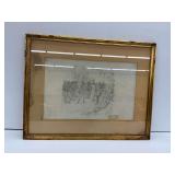 Framed Pencil Sketch of Figures