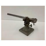 Metal Cannon Model on Wooden Base