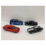 Four Diecast Car Models - Ford, Chevy, and Others