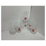 Six 7-Up Soda Glasses