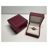 Sterling Silver Ring with Blue and Clear Gemstones...Size 7