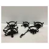 Five Metal Animal Traps with Chains