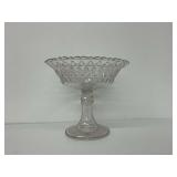 Antique Diamond Pattern Glass Pedestal Bowl