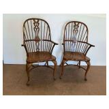 Pair of Wooden Windsor Style Armchairs