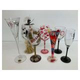 Selection of Hand Painted Decorative Wine Glasses