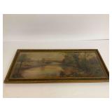 Vintage Framed Pastoral Landscape with River... needs cleaning