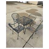 Metal Patio Table Set ... Table Measures 30 x 28 x 28 Inches ... Chairs Measure 32 Inches Tall