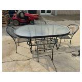 Patio Table w/ Glass Top & Chairs ... Table Measures 30 x 72 x 42 Inches ... Chairs Measure 32 Inches Tall