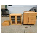 Wooden Cabinets & Shelving ... Cabinet Measures 35 x 30 x 22 Inches . Glass Door Shelving Unit measures 30 x 30 x 14 Inches