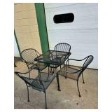 Metal Patio Table Set ... Table Measures 30 x 28 x 28 Inches ... Chairs Measure 32 Inches Tall