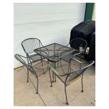 Metal Patio Table Set ... Table Measures 30 x 28 x 28 Inches ... Chairs Measure 32 Inches Tall