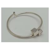 Unique Sterling Silver Bangle Bracelet with Cube Ends