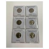 Brilliant Uncirculated Jefferson Nickels - 6 Coin Lot 1973-1988