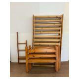 Wooden Twin Size Bunk Bed Frame with Ladder and Bunkie Boards