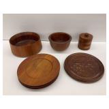 Group of Wooden Kitchenware and Other Wooden Items