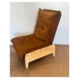 Brown Suede-like Lounge Chair with Wooden Frame