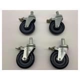 Set of Four Heavy Duty Casters with Stem and Locking Mechanism