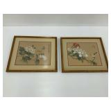 Pair of Framed Asian-Style Floral & Bird Prints