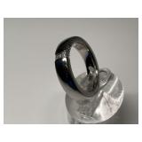 Stainless Steel Ring with Diamond Accents...Size 8.25